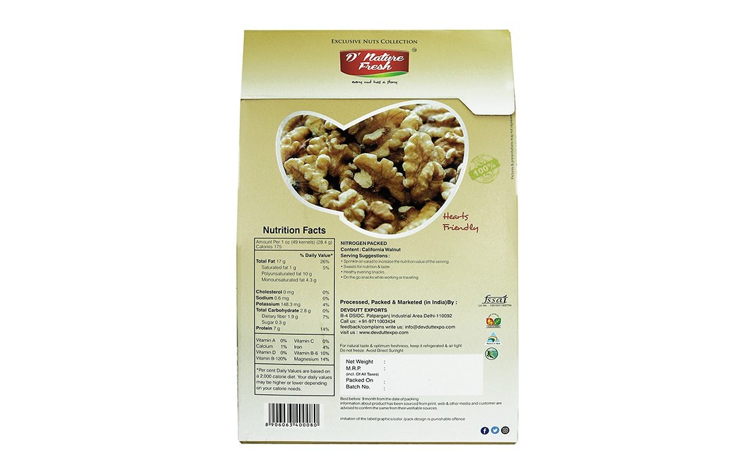 D'nature Fresh California Walnuts    Box  200 grams